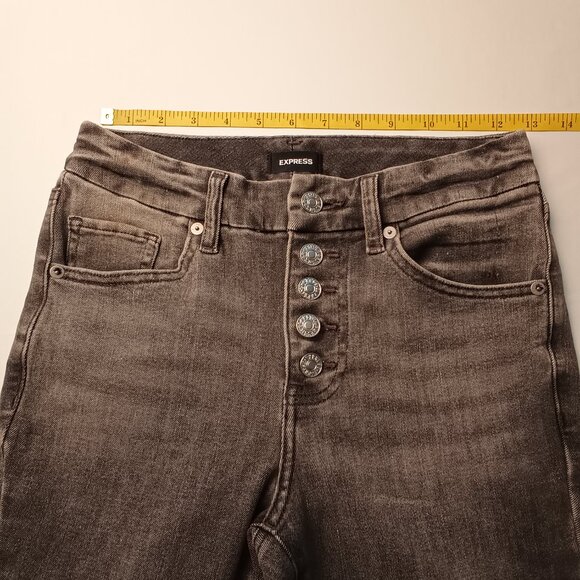 Express Jeans Size 2 Short Buttonfly Mid Rise Skinny Leg Gray Color - Picture 6 of 9
